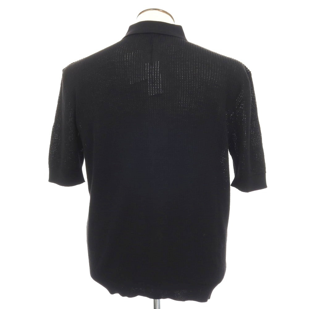 【新品】ラルディーニ LARDINI コットン 襟付き 半袖 カーディガン ブラック【サイズXL】【 状態ランクN 】【 メンズ 】