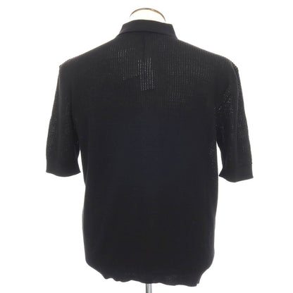 【新品】ラルディーニ LARDINI コットン 襟付き 半袖 カーディガン ブラック【サイズXL】【 状態ランクN 】【 メンズ 】