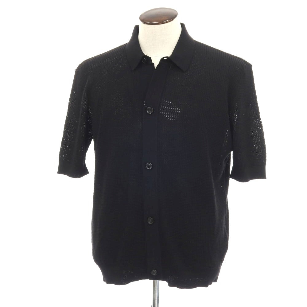 【新品】ラルディーニ LARDINI コットン 襟付き 半袖 カーディガン ブラック【サイズXXL】【 状態ランクN 】【 メンズ 】[DPD]