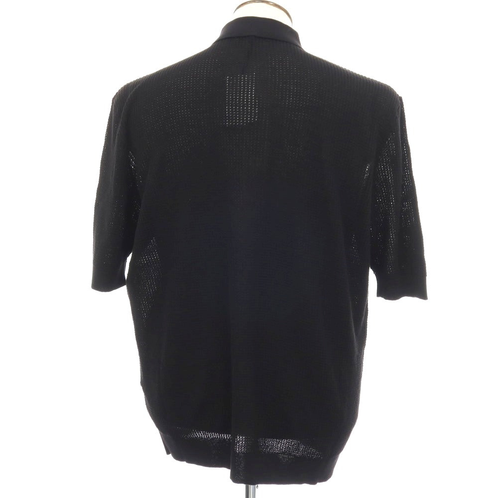 【新品】ラルディーニ LARDINI コットン 襟付き 半袖 カーディガン ブラック【サイズXXXL】【 状態ランクN 】【 メンズ 】[DPD]