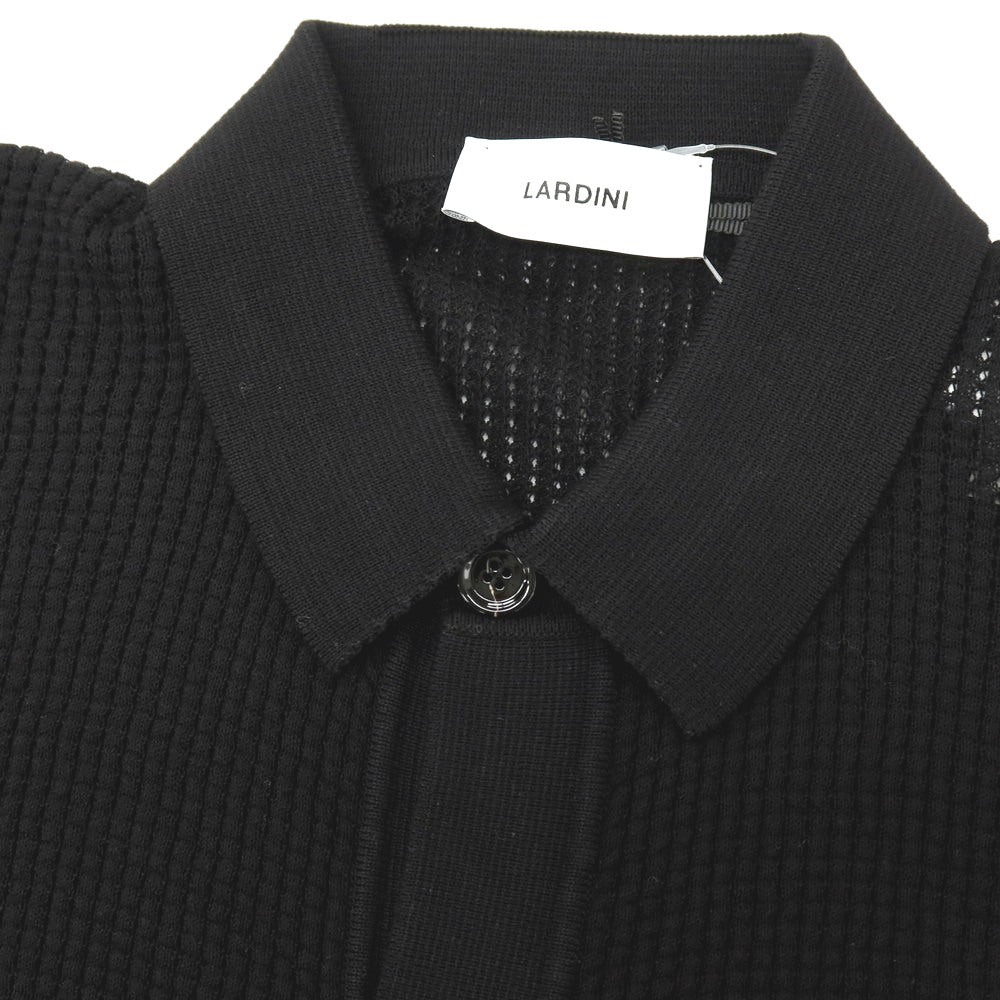 【新品】ラルディーニ LARDINI コットン 襟付き 半袖 カーディガン ブラック【サイズXXXL】【 状態ランクN 】【 メンズ 】[DPD]