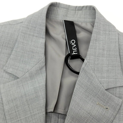 【新品】イーヴォ Hevo ストレッチポリエステルウール 2つボタンスーツ スーツ ライトグレー【サイズ上50/下L】【 状態ランクN 】【 メンズ 】
