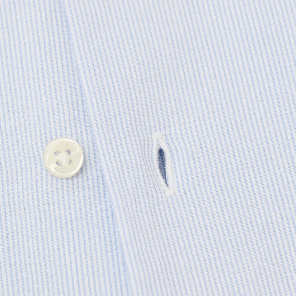 【新品アウトレット】バグッタ Bagutta MIKE サッカー調コットン ストライプ オープンカラー カジュアルシャツ ブルーxホワイト【サイズ38】【 状態ランクN- 】【 メンズ 】