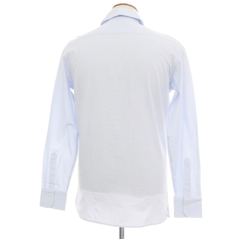 【新品アウトレット】バグッタ Bagutta MIKE サッカー調コットン ストライプ オープンカラー カジュアルシャツ ブルーxホワイト【サイズ39】【 状態ランクN- 】【 メンズ 】