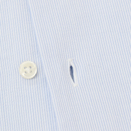 【新品アウトレット】バグッタ Bagutta MIKE サッカー調コットン ストライプ オープンカラー カジュアルシャツ ブルーxホワイト【サイズ39】【 状態ランクN- 】【 メンズ 】