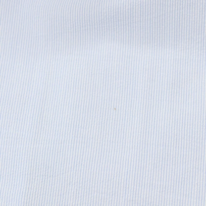 【新品アウトレット】バグッタ Bagutta MIKE サッカー調コットン ストライプ オープンカラー カジュアルシャツ ブルーxホワイト【サイズ39】【 状態ランクN- 】【 メンズ 】