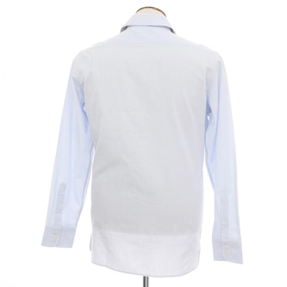 【新品アウトレット】バグッタ Bagutta MIKE サッカー調コットン ストライプ オープンカラー カジュアルシャツ ブルーxホワイト【サイズ41】【 状態ランクN- 】【 メンズ 】