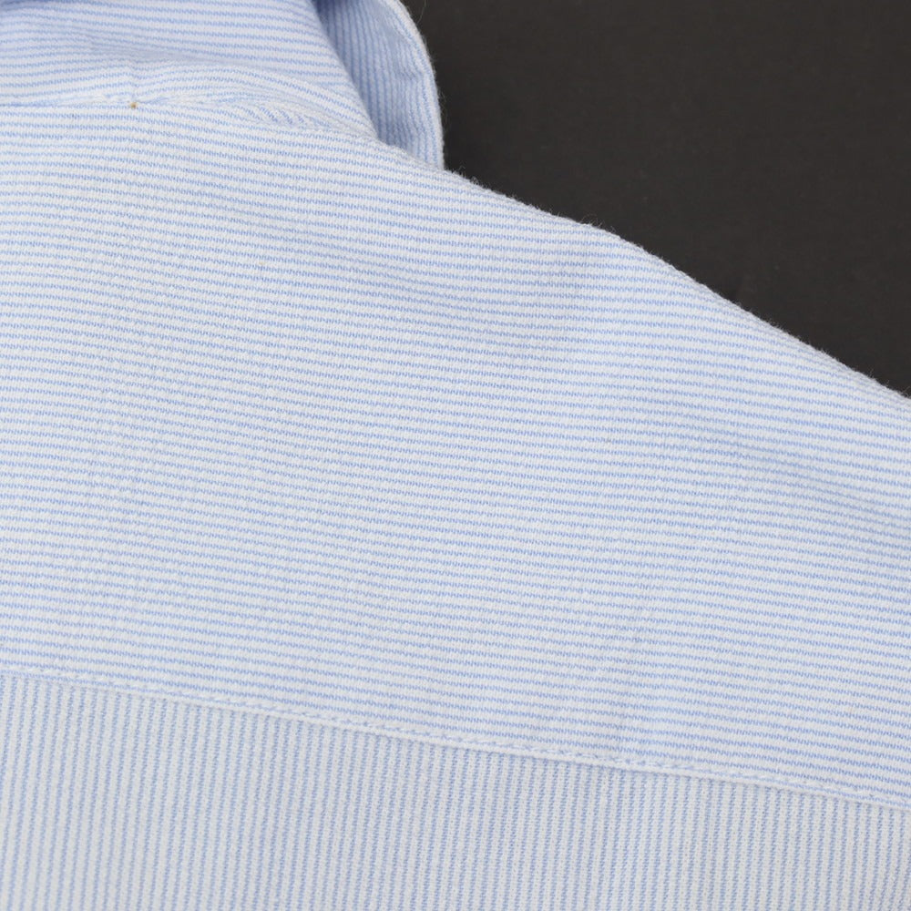 【新品アウトレット】バグッタ Bagutta MIKE サッカー調コットン ストライプ オープンカラー カジュアルシャツ ブルーxホワイト【サイズ41】【 状態ランクN- 】【 メンズ 】