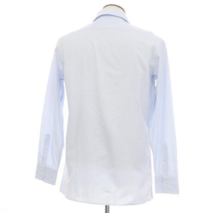 【新品アウトレット】バグッタ Bagutta MIKE サッカー調コットン ストライプ オープンカラー カジュアルシャツ ブルーxホワイト【サイズ43】【 状態ランクN- 】【 メンズ 】