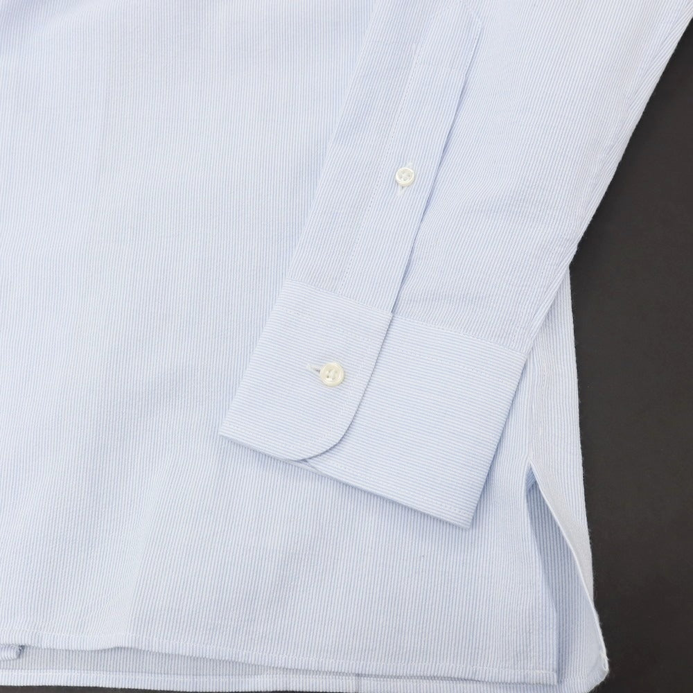 【新品アウトレット】バグッタ Bagutta MIKE サッカー調コットン ストライプ オープンカラー カジュアルシャツ ブルーxホワイト【サイズ43】【 状態ランクN- 】【 メンズ 】