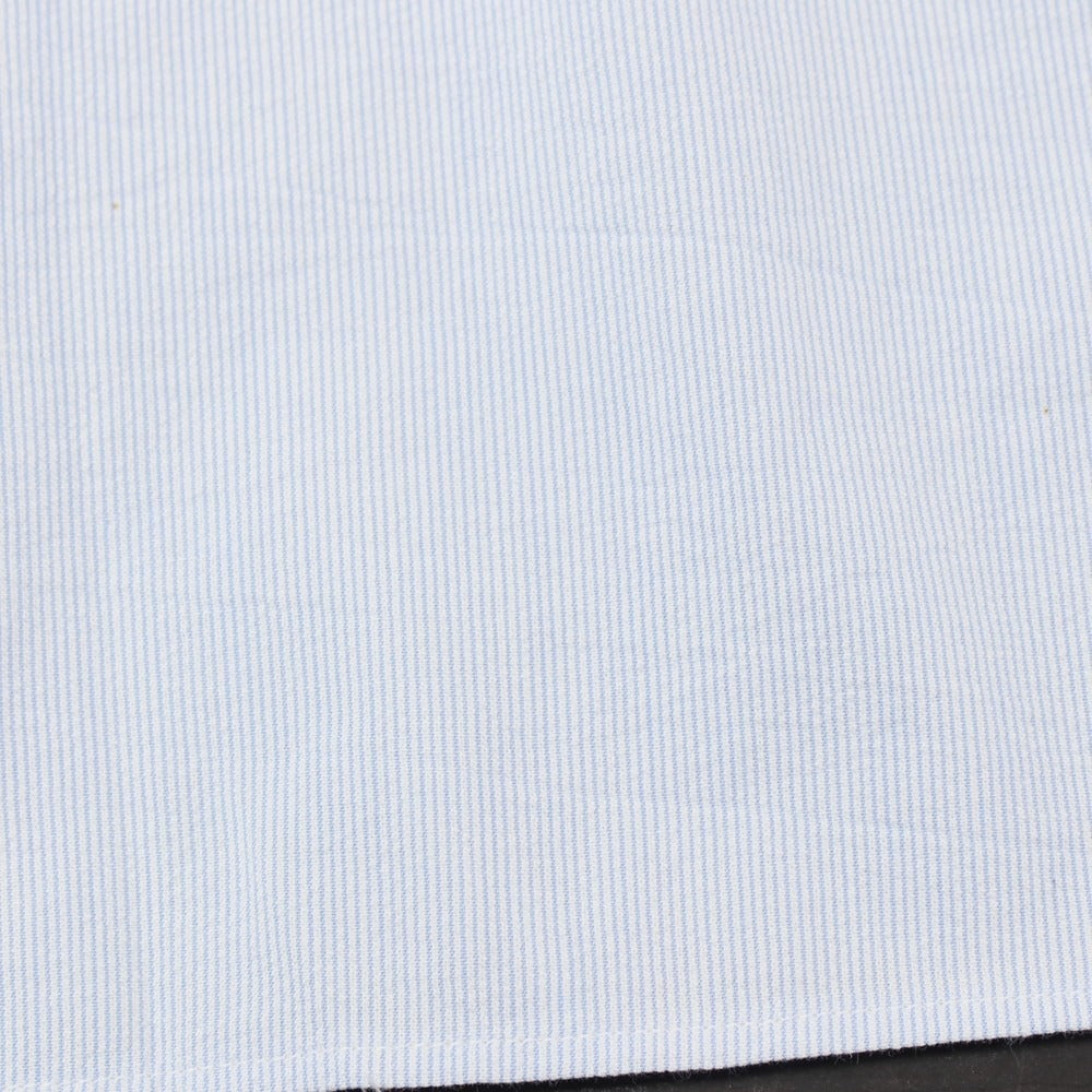 【新品アウトレット】バグッタ Bagutta MIKE サッカー調コットン ストライプ オープンカラー カジュアルシャツ ブルーxホワイト【サイズ43】【 状態ランクN- 】【 メンズ 】