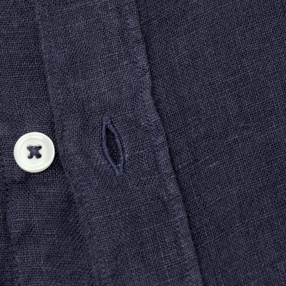 【新品アウトレット】バグッタ Bagutta BERLINO REG リネン ワイドカラー カジュアルシャツ ネイビー【サイズ40】【 状態ランクN- 】【 メンズ 】