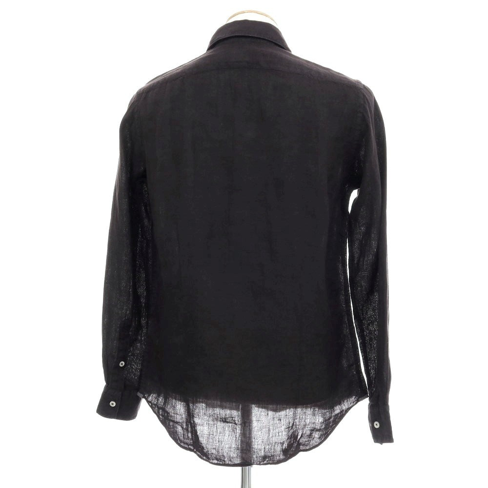 【新品】バグッタ Bagutta BERLINO REG リネン ワイドカラー カジュアルシャツ ブラック【サイズ38】【 状態ランクN 】【 メンズ 】