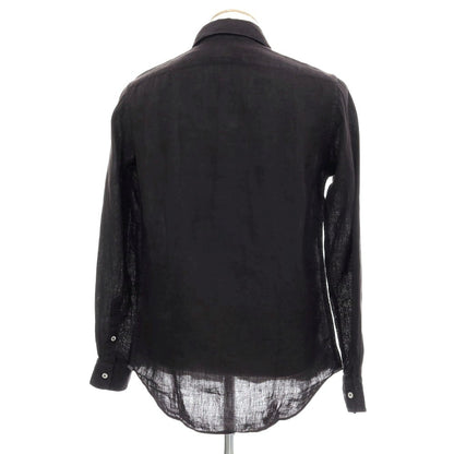 【新品】バグッタ Bagutta BERLINO REG リネン ワイドカラー カジュアルシャツ ブラック【サイズ38】【 状態ランクN 】【 メンズ 】