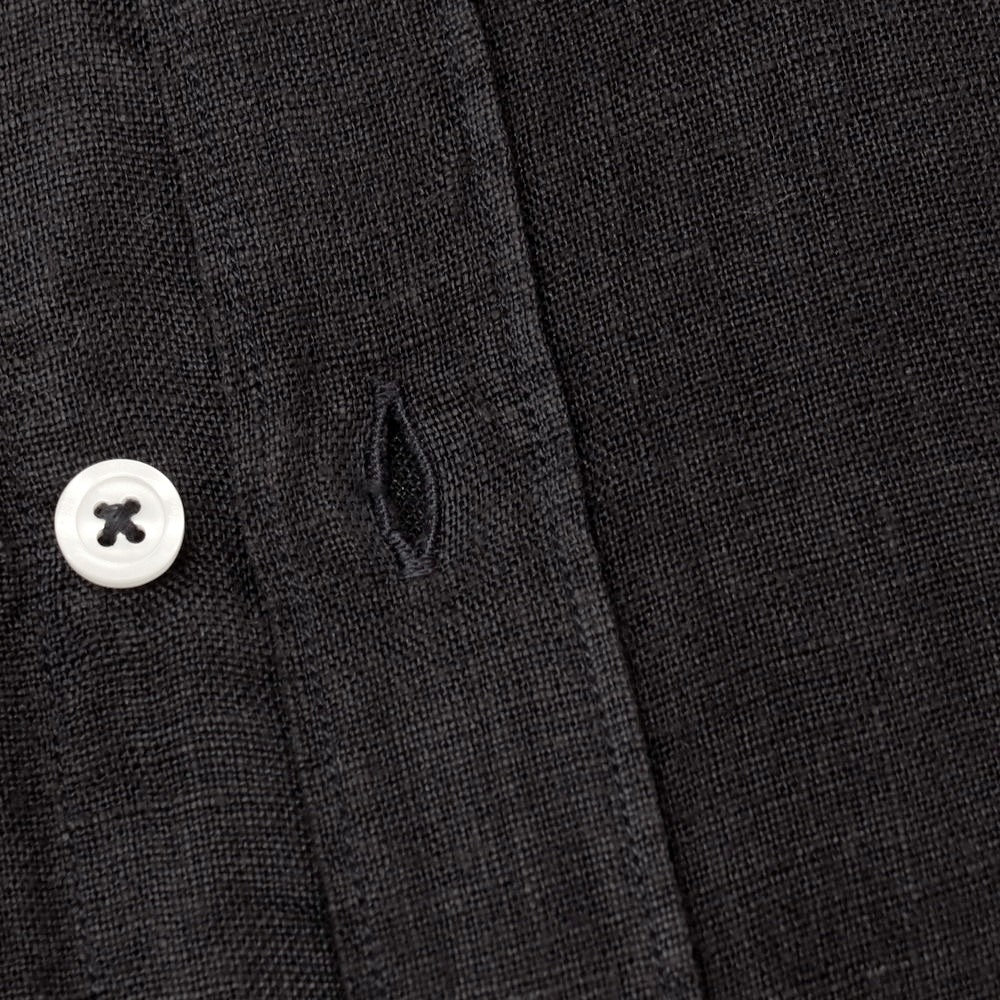 【新品】バグッタ Bagutta BERLINO REG リネン ワイドカラー カジュアルシャツ ブラック【サイズ39】【 状態ランクN 】【 メンズ 】