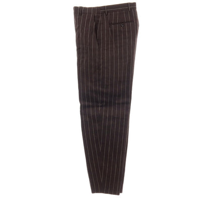 【新品】ピーティートリノ PT TORINO WIDE リネンコットン ストライプ カジュアルスラックスパンツ ブラウンxホワイト【サイズ46】【 状態ランクN 】【 メンズ 】