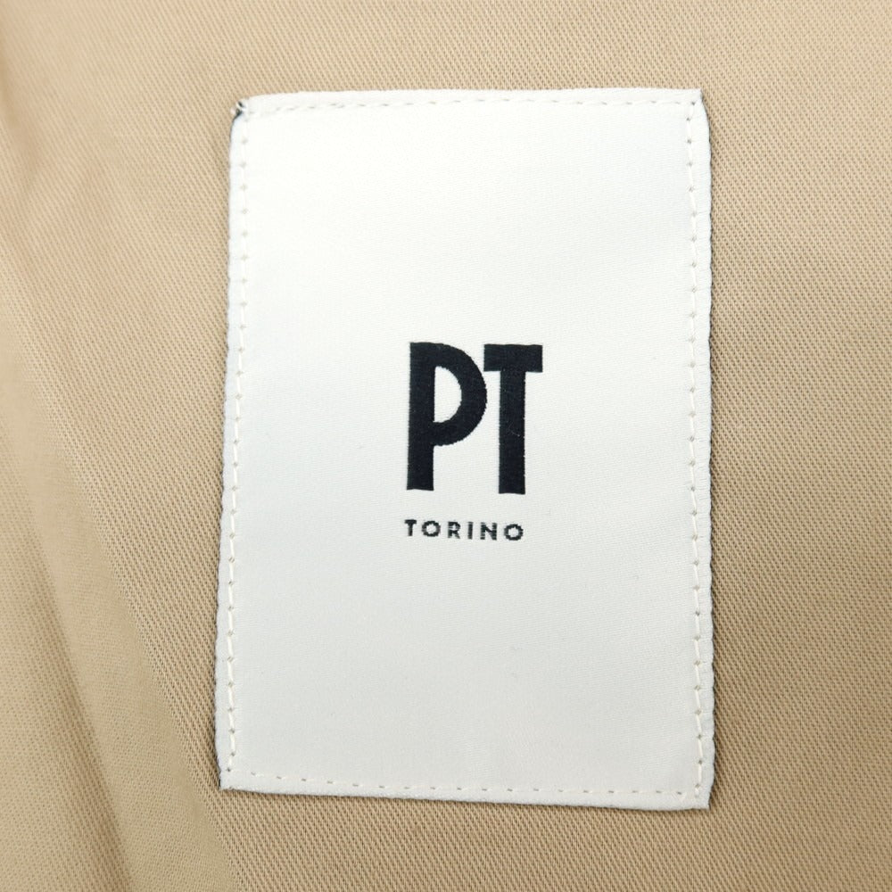 【新品】ピーティートリノ PT TORINO WIDE リネンコットン ストライプ カジュアルスラックスパンツ ブラウンxホワイト【サイズ46】【 状態ランクN 】【 メンズ 】