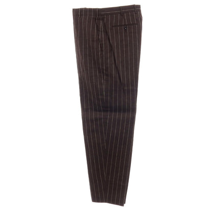 【新品】ピーティートリノ PT TORINO WIDE リネンコットン ストライプ カジュアルスラックスパンツ ブラウンxホワイト【サイズ50】【 状態ランクN 】【 メンズ 】