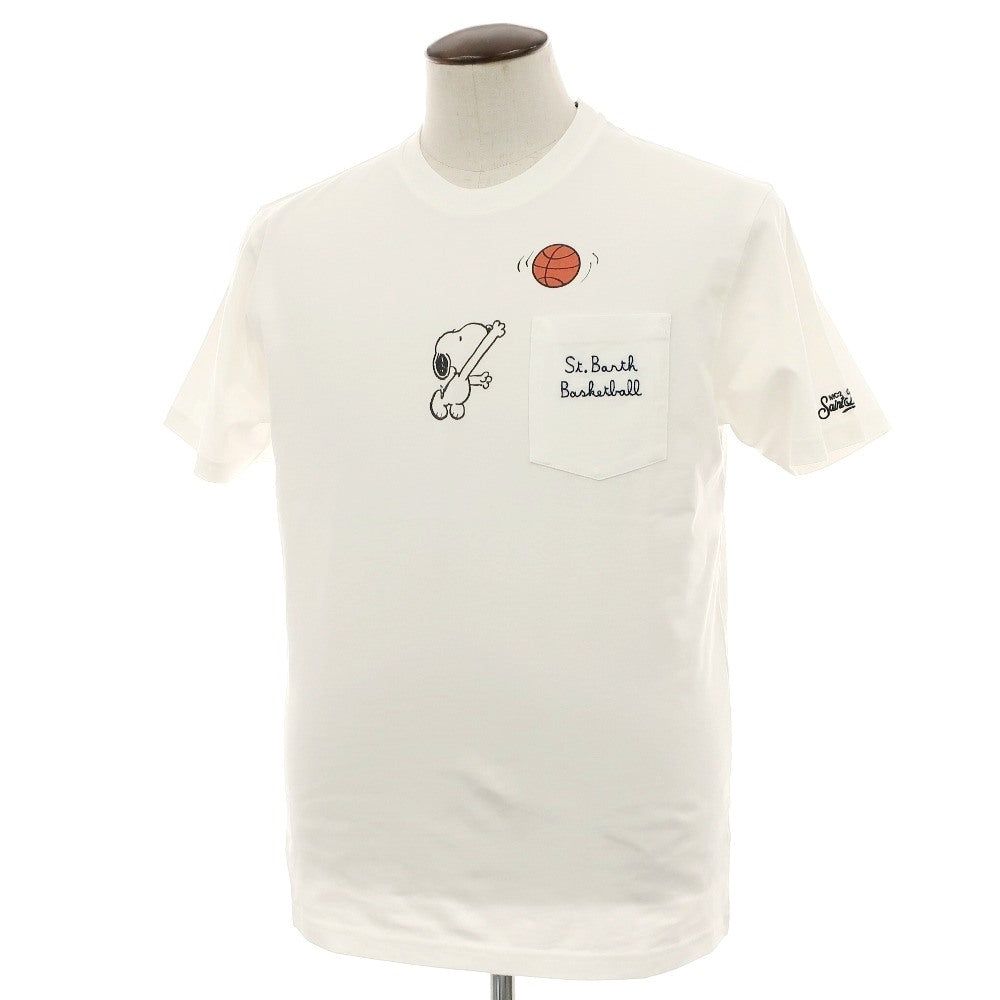 【新品】エムシーツー セントバーツ MC2 SAINT BARTH × PEANUTS コットン クルーネック ポケット 半袖Ｔシャツ ホワイト【サイズL】【 状態ランクN 】【 メンズ 】