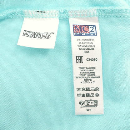 【新品】エムシーツー セントバーツ MC2 SAINT BARTH × PEANUTS コットン クルーネック 半袖Ｔシャツ ライトブルー【サイズL】【 状態ランクN 】【 メンズ 】