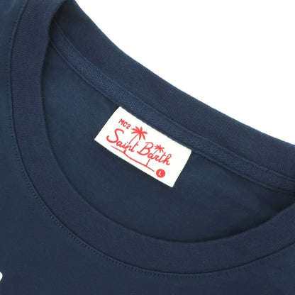 【新品】エムシーツー セントバーツ MC2 SAINT BARTH × PEANUTS コットン クルーネック 半袖Ｔシャツ ネイビー【サイズL】【 状態ランクN 】【 メンズ 】