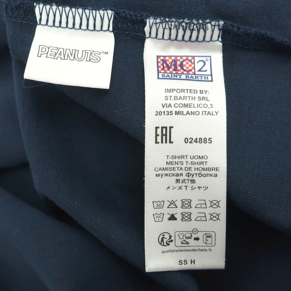 【新品】エムシーツー セントバーツ MC2 SAINT BARTH × PEANUTS コットン クルーネック 半袖Ｔシャツ ネイビー【サイズL】【 状態ランクN 】【 メンズ 】