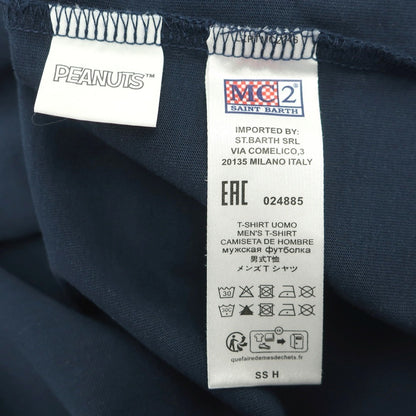 【新品】エムシーツー セントバーツ MC2 SAINT BARTH × PEANUTS コットン クルーネック 半袖Ｔシャツ ネイビー【サイズL】【 状態ランクN 】【 メンズ 】