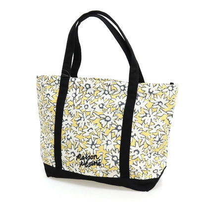 【新品】メゾンキツネ MAISON KITSUNE フラワー ジャカード トートバッグ イエローxホワイト【 状態ランクN 】【 ユニセックス 】