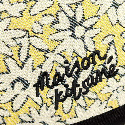 【新品】メゾンキツネ MAISON KITSUNE フラワー ジャカード トートバッグ イエローxホワイト【 状態ランクN 】【 ユニセックス 】