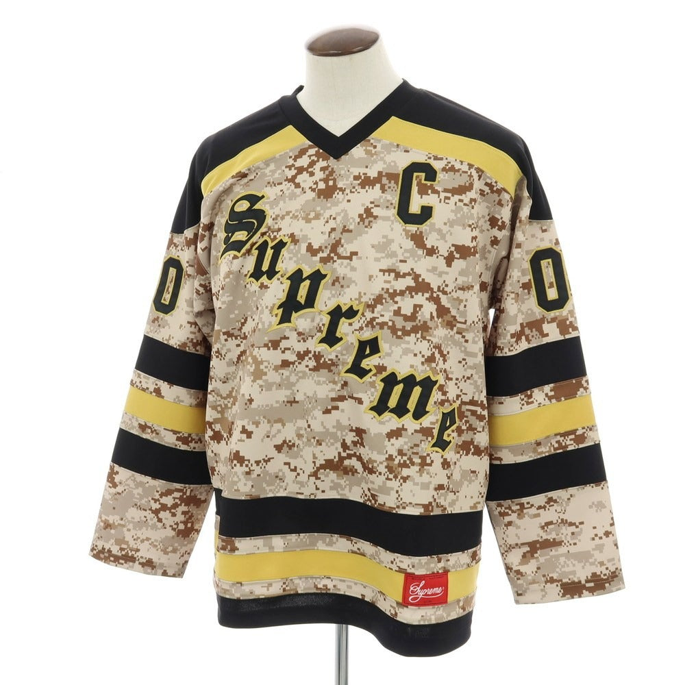【中古】シュプリーム Supreme 2025年秋冬 Fire &amp; Ice Hockey Jersey ポリエステル 長袖Ｔシャツ ベージュxブラウン【サイズL】【 状態ランクA 】【 メンズ 】[CPD]