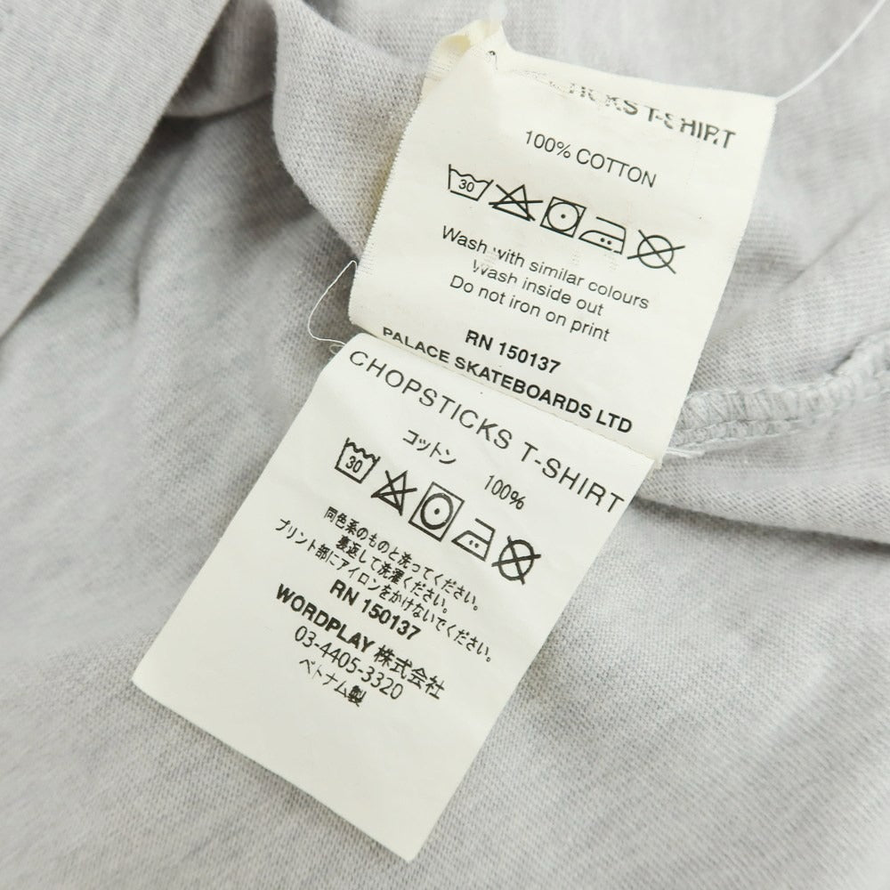 【中古】パレス スケートボード PALACE SKATEBOARDS TOKYOオープン記念 コットン クルーネック 半袖Ｔシャツ ライトグレー【サイズM】【 状態ランクC 】【 メンズ 】[EPD]