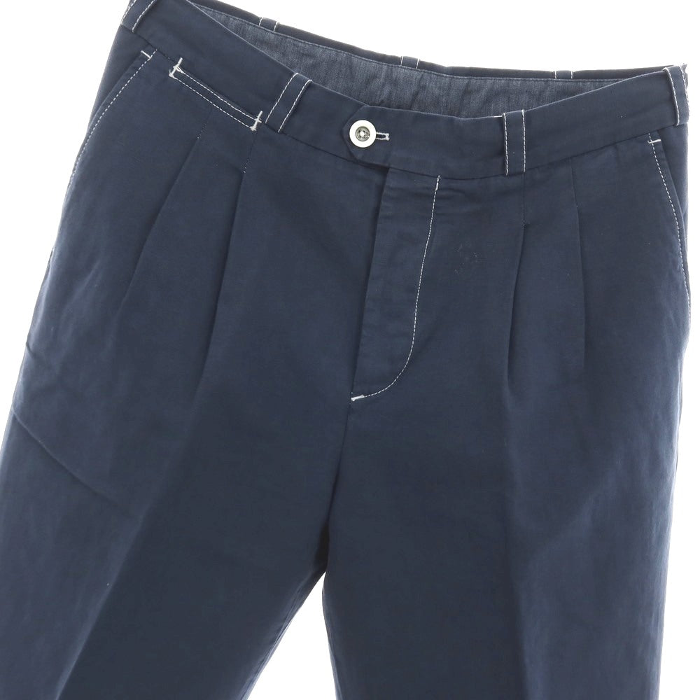 【中古】ピーティートリノ PT TORINO THE REPORTER コットンリネン カジュアルスラックスパンツ ネイビー【サイズ32】【 状態ランクC 】【 メンズ 】