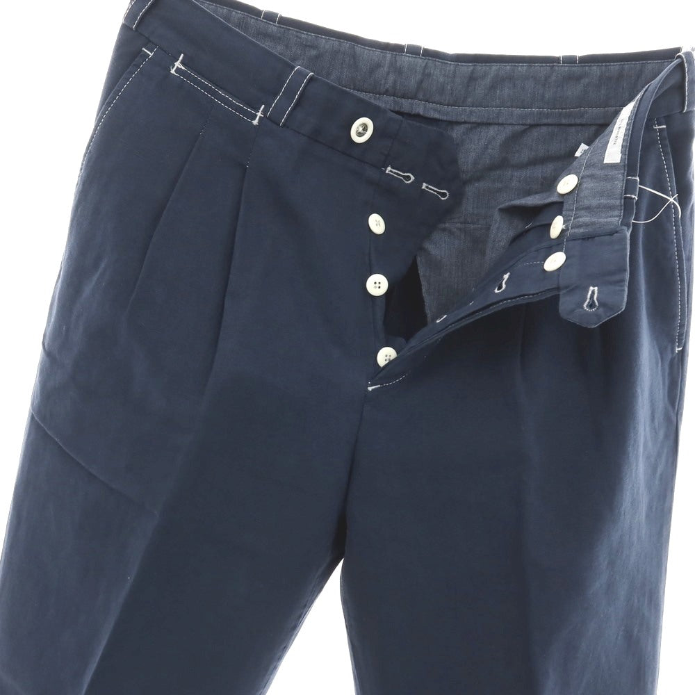 【中古】ピーティートリノ PT TORINO THE REPORTER コットンリネン カジュアルスラックスパンツ ネイビー【サイズ32】【 状態ランクC 】【 メンズ 】