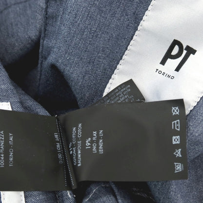 【中古】ピーティートリノ PT TORINO THE REPORTER コットンリネン カジュアルスラックスパンツ ネイビー【サイズ32】【 状態ランクC 】【 メンズ 】