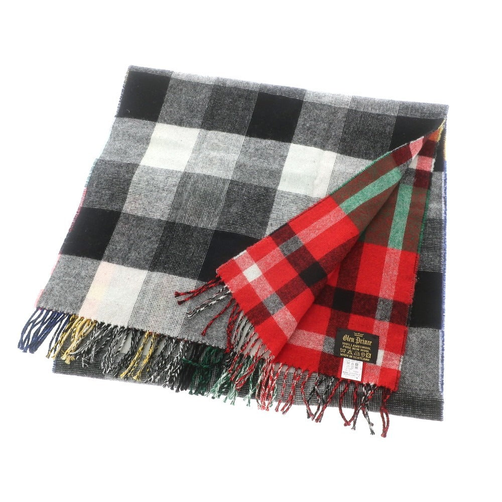 【中古】グレンプリンス Glen Prince ウール チェック柄 ストール ブラックxホワイト【 状態ランクB 】【 ユニセックス 】