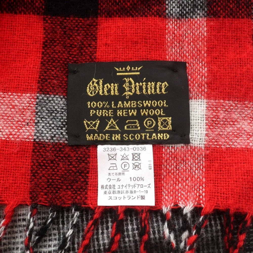【中古】グレンプリンス Glen Prince ウール チェック柄 ストール ブラックxホワイト【 状態ランクB 】【 ユニセックス 】[BPD]