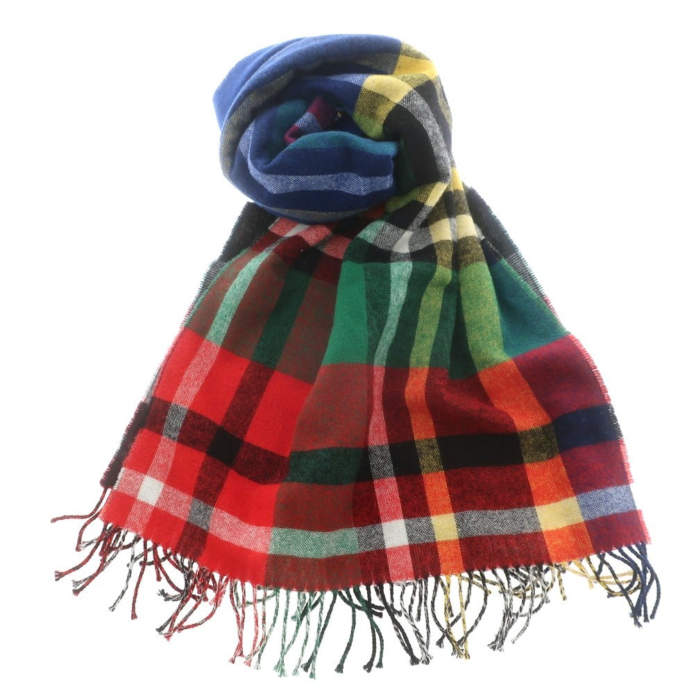 【中古】グレンプリンス Glen Prince ウール チェック柄 ストール ブラックxホワイト【 状態ランクB 】【 ユニセックス 】