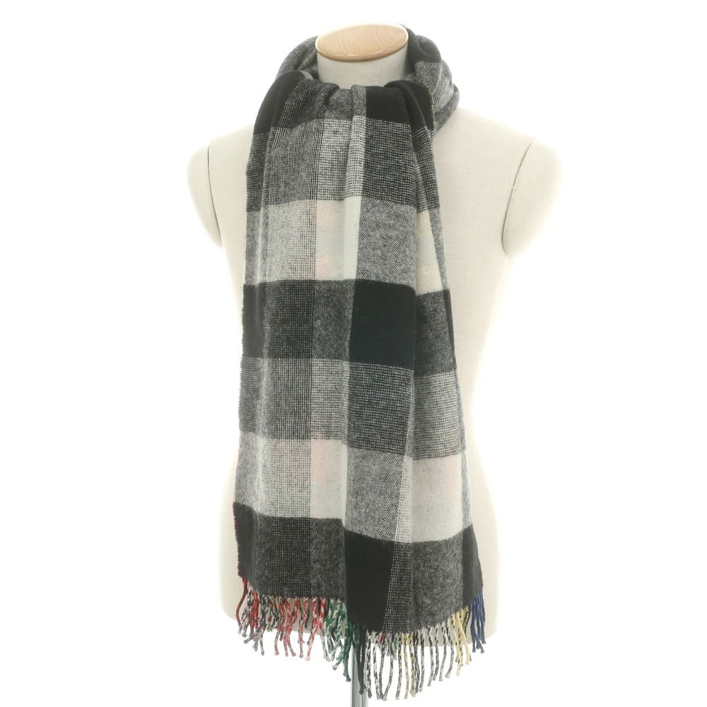 【中古】グレンプリンス Glen Prince ウール チェック柄 ストール ブラックxホワイト【 状態ランクB 】【 ユニセックス 】