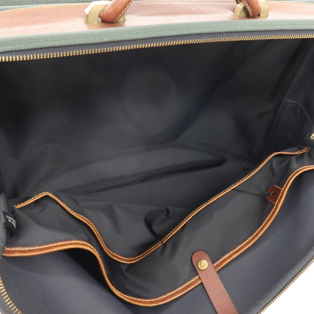 【中古】サムソナイト Samsonite ナイロン レザー ブリーフケース グリーンxブラウン【 状態ランクC 】【 メンズ 】