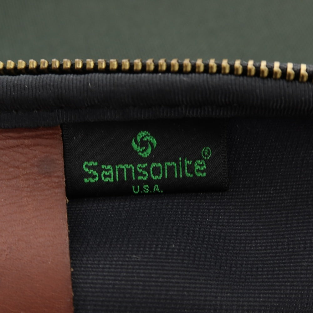 【中古】サムソナイト Samsonite ナイロン レザー ブリーフケース グリーンxブラウン【 状態ランクC 】【 メンズ 】