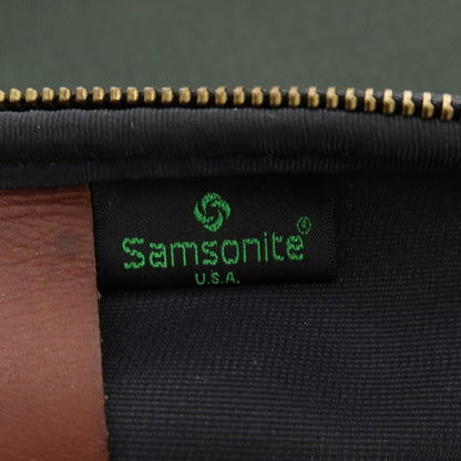 【中古】サムソナイト Samsonite ナイロン レザー ブリーフケース グリーンxブラウン【 状態ランクC 】【 メンズ 】