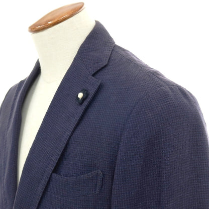 【中古】ラルディーニ LARDINI ウール チェック 2B テーラードジャケット ネイビー系【サイズ48】【 状態ランクD 】【 メンズ 】