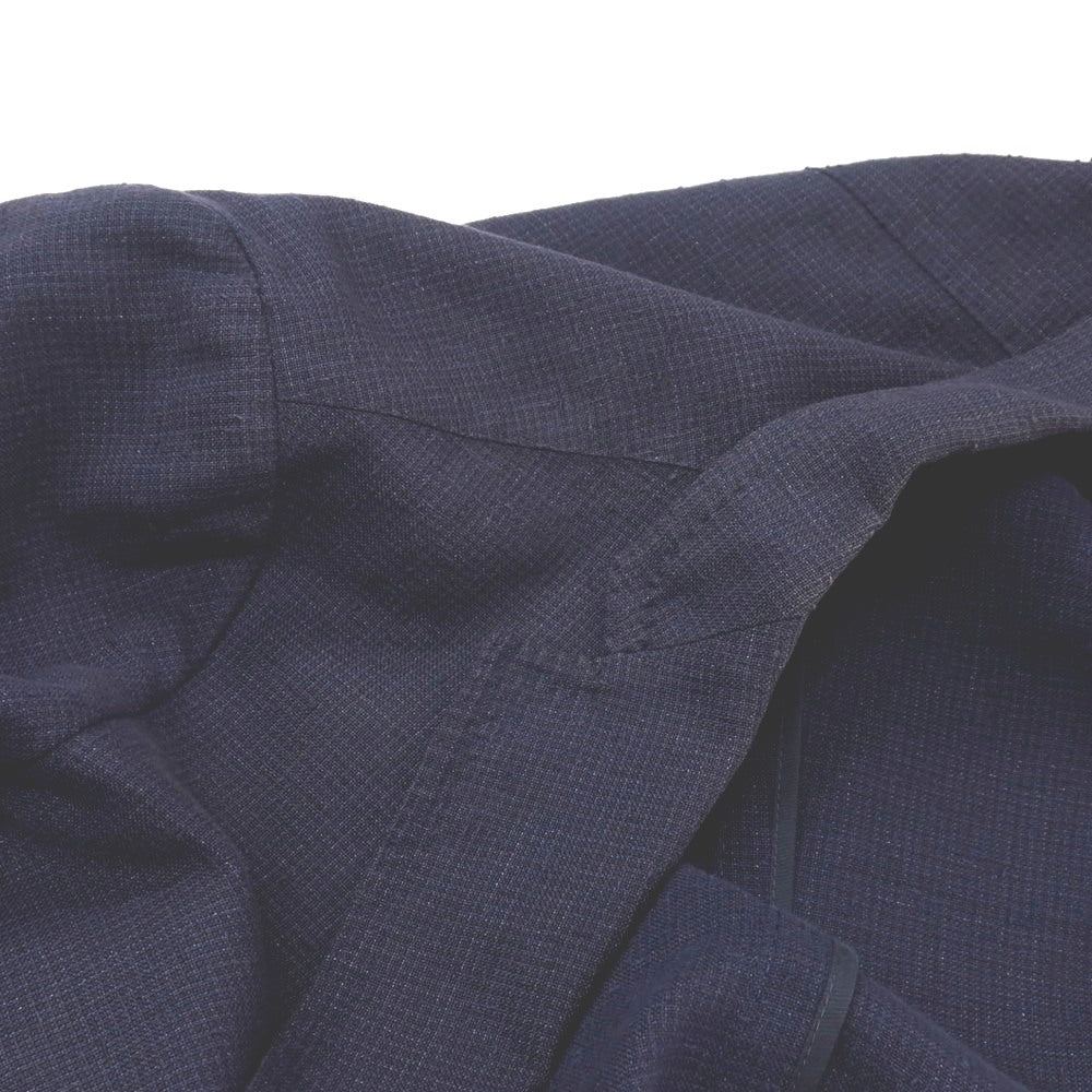 【中古】ラルディーニ LARDINI ウール チェック 2B テーラードジャケット ネイビー系【 48 】【 状態ランクD 】【 メンズ 】 []