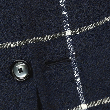 【中古】タリアトーレ TAGLIATORE リネンナイロン ウィンドウペーンチェック 2B テーラードジャケット ネイビーxホワイト【サイズ48】【 状態ランクC 】【 メンズ 】