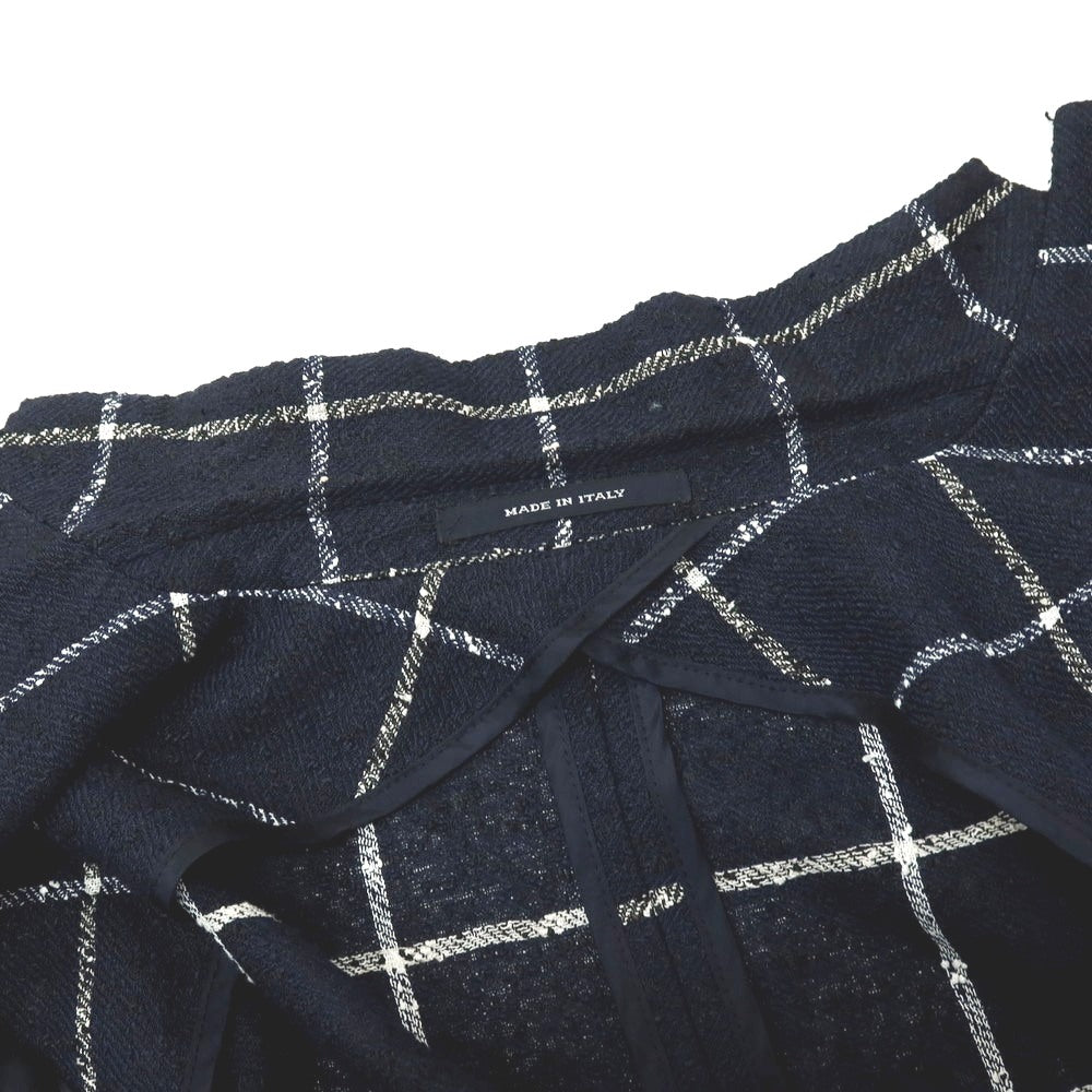 【中古】タリアトーレ TAGLIATORE リネンナイロン ウィンドウペーンチェック 2B テーラードジャケット ネイビーxホワイト【サイズ48】【 状態ランクC 】【 メンズ 】