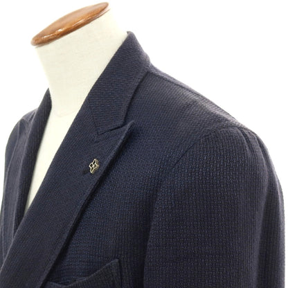 【中古】タリアトーレ TAGLIATORE Brilla per il gusto別注 リネンコットン ダブル6B テーラードジャケット ネイビー【サイズ48】【 状態ランクD 】【 メンズ 】