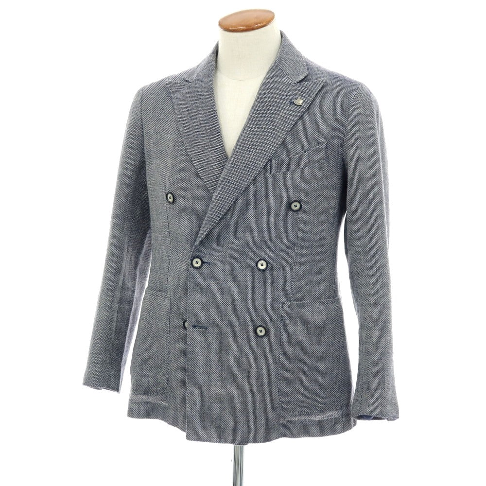【中古】タリアトーレ TAGLIATORE ウールリネン ダブル6B テーラードジャケット ネイビーxホワイト【サイズ48】【 状態ランクC 】【 メンズ 】