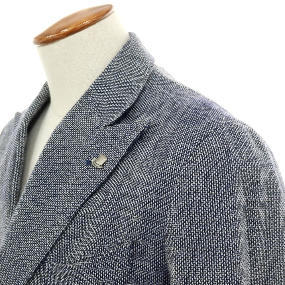 【中古】タリアトーレ TAGLIATORE ウールリネン ダブル6B テーラードジャケット ネイビーxホワイト【サイズ48】【 状態ランクC 】【 メンズ 】