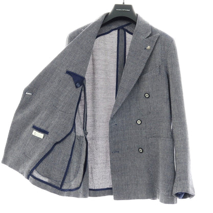 【中古】タリアトーレ TAGLIATORE ウールリネン ダブル6B テーラードジャケット ネイビーxホワイト【サイズ48】【 状態ランクC 】【 メンズ 】
