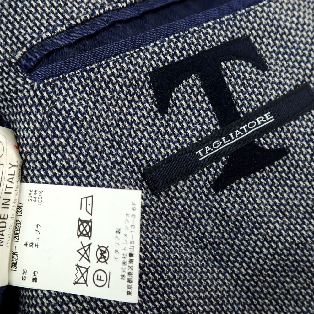 【中古】タリアトーレ TAGLIATORE ウールリネン ダブル6B テーラードジャケット ネイビーxホワイト【サイズ48】【 状態ランクC 】【 メンズ 】